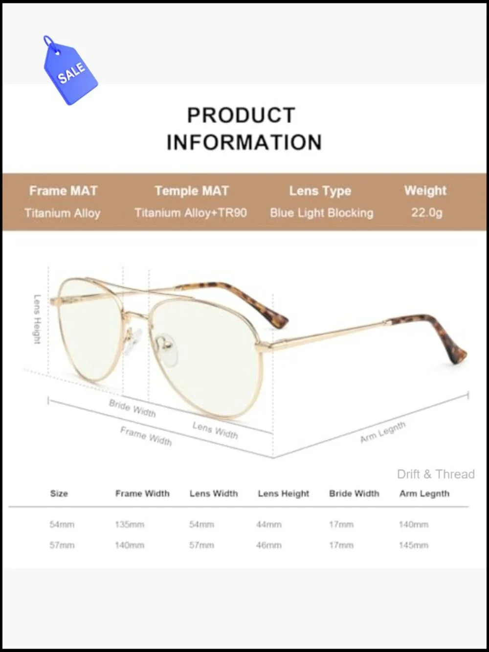Blue Light Blocking Reading Glasses Aviator Spring Temple Unisex